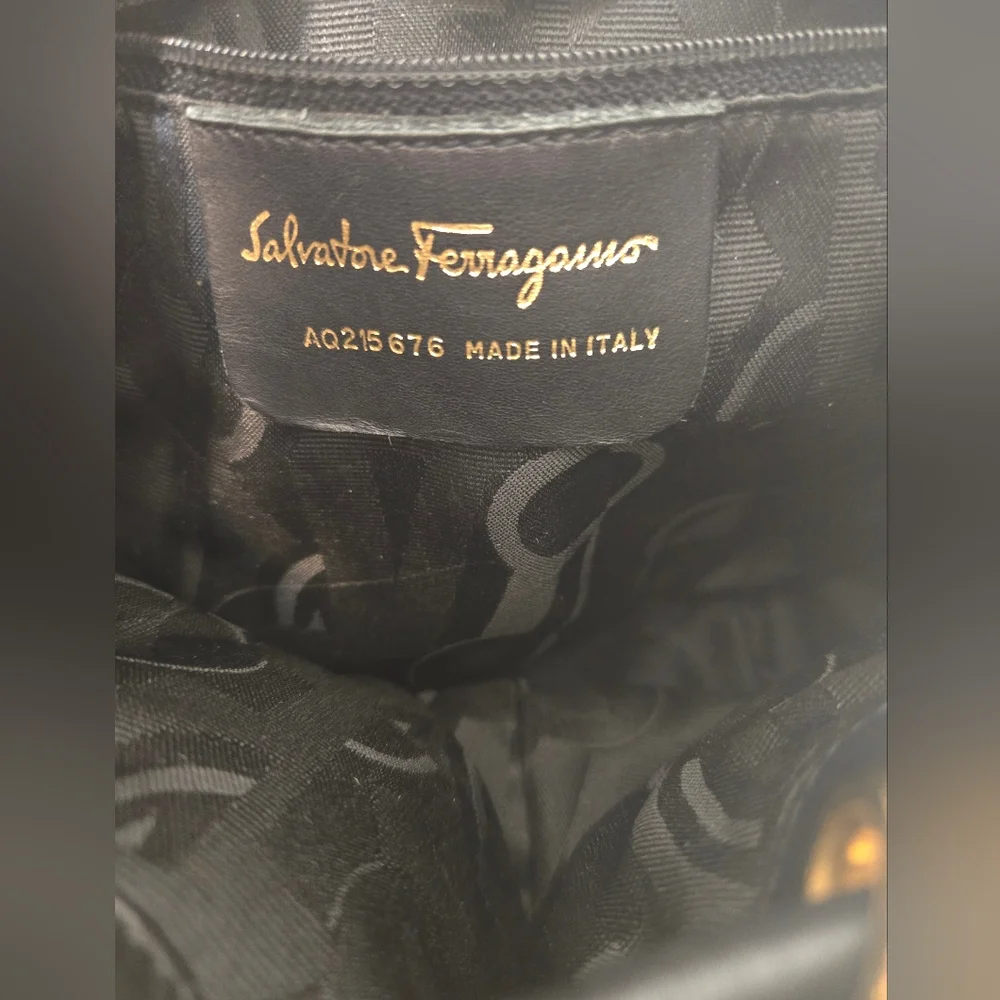 Vintage Salvatore Ferragamo Black Drawstring Leather Backpack - Picture 9 of 13